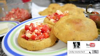 GORDITAS DE MASA DE MAIZ FRITAS  Vicky Receta Facil [upl. by Atineb]