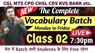 Class 02 The Complete Vocabulary Batch on YouTube by Jaideep SirCGL CPO CHSL MTS CDSfor all exams [upl. by Nylla]