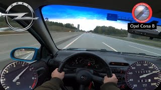 Opel Corsa B 14 60 HP 1994 Acceleration amp TOP Speed drive on German Autobahn [upl. by Akeim]