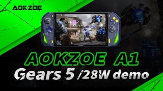 AOKZOE AMD6800U 1st Gaming Handheld game demo of ”Gears 5“ at 28 watts [upl. by Ebocaj]