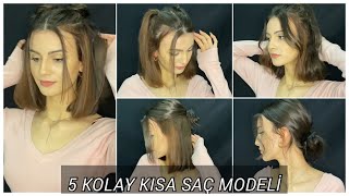 5 BİRBİRİNDEN KOLAY KISA SAÇ MODELİ 💇‍♀️ DÜZLEŞTİRİCİ İLE MAŞA YAPMAK✨ [upl. by Ayotal137]