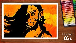 How to draw Hanuman ji face drawing with oil pastels  bajrang bali drawing oil pastels [upl. by Ianaj]