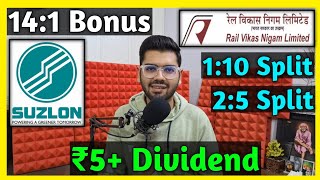 Suzlon Energy  RVNL • Stocks Declared High Dividend Bonus amp Split With Ex Dates [upl. by Rases307]