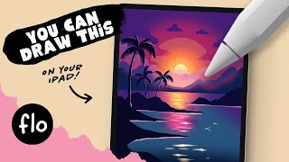 You Can Draw This Sunset Beach Landscape in PROCREATE  Step by Step Procreate Tutorial [upl. by Geoffry52]