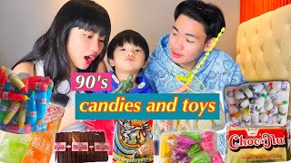 Trying 90s Childhood Candies and Toys with baby kai  Sammy Manese [upl. by Ohare]