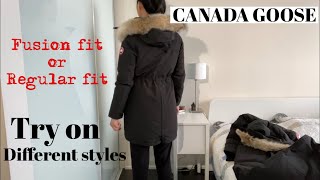 Canada goose try on  Choose fusion or regular fit  different styles [upl. by Zoellick]