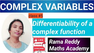 NMCV UNIT4 JNTUH  Differentiability of a complex function JNTUH M4  NMCV In telugu [upl. by Aicilif880]