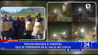 Arequipa Rescatan a turistas extranjeras perdidas en el Cañón del Colca [upl. by Enovad]