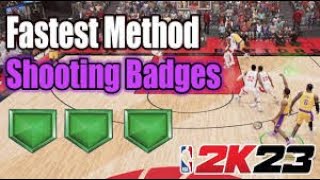 HOW TO GET SHOOTING BADGES FASTEST WAY IN NBA 2K23 [upl. by Nereus745]