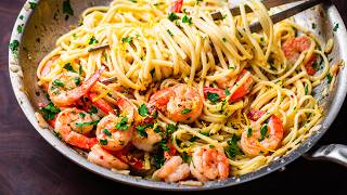 Lemon Garlic Shrimp Pasta  So Easy Youll Make It All Year Long [upl. by Tonina]