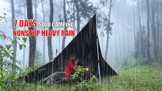 7 DAYS SOLO CAMPING HEAVY RAIN AND THUNDERSTORMS  ASMR CAMPING [upl. by Prince]