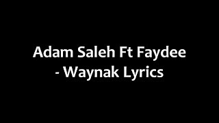 Adam Saleh Ft Faydee  Waynak Lyrics [upl. by Zrike673]