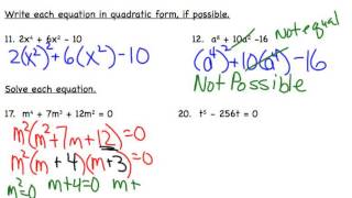 73 Solving Equations Using Quadratic Techniques [upl. by Limaa]