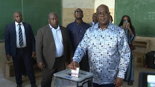 DR Congo President Felix Tshisekedi votes in Kinshasa  AFP [upl. by Diad607]