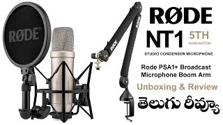 Rode Nt1 5Th Gen amp Rode PSA1 Deskmounted Boom Arm Telugu Review [upl. by Yhcir]