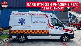 RARE PHASER SIREN  TURNOUT SCDF A224 [upl. by Neerac432]