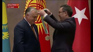 Prime Minister of Hungary HE Viktor Orban was awarded with the quotSupreme Order of the Turkic Worldquot [upl. by Yenettirb]