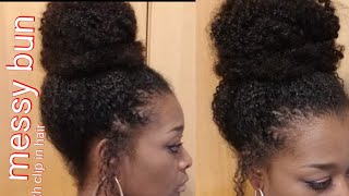 Messy Bun  Curly Hair Top Knot  w Clip in Hair [upl. by Robbi]