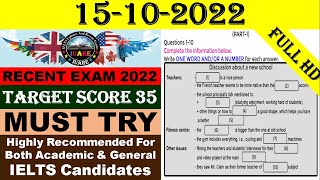 IELTS Listening Actual Test 2022 With Answers  15102022 [upl. by Wit863]