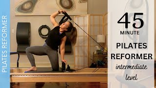 FULL BODY PILATES REFORMER  45 Min  Intermediate Level  Prop Ball [upl. by Gawen]