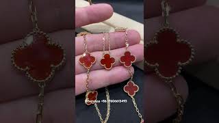 Custom Made Van Cleef Arpels Vintage Alhambra Bracelet And Necklace 18K Yellow Gold Carnelian Stone [upl. by Ayrb]