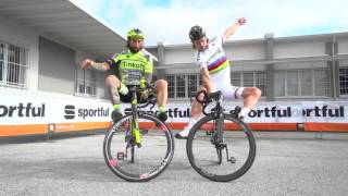 Sagan and Brumotti at Sportful  30 Oct 2015 [upl. by Genet]