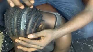 Scratching Oiling and Greasing In Between My Sister Cornrows  ASMR  Natural Sounds  No Talking [upl. by Haida]