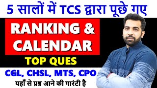 Ranking amp Calendar top questions asked by TCS 2018  2023 in SSC CGL CHSL CPO and MTS with PDF [upl. by Alekram549]