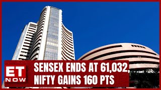 Closing Trade  Sensex Ends At 61032 Nifty gains 160 pts  Share Market  ET Now [upl. by Sedgewinn]