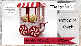 DIY  Popcorn Wagen  kostenlose SVG und PDF Datei  Drucker und Plotter auch Cricut Joy  Tutorial [upl. by Ewold86]