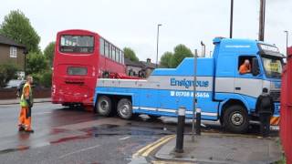 Arriva DW46 LJ53NHO gets towed by Ensign 18th May 2016 at Enfield bus garage [upl. by Ahseinaj714]