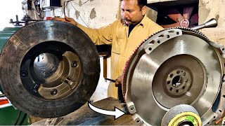 Amazing Technique Let us show you how to Resurfacing flywheel in my shop [upl. by Ahsinrac]