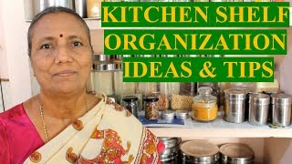 How to Organize Open Shelves in Kitchen  Kitchen Organization Ideas in Tamil  My Kitchen Tour [upl. by Ennaeirb]