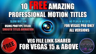 10 Free Profession Motion Titles Presets  Using ProType Titler  Vegas Pro VEG Files  FREE TITLES [upl. by Areip]