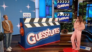 Jessica Biel Plays Guesstures with Ellen tWitch and Kalen [upl. by Susejedesoj]