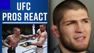 BEST reactions to Dustin Poirier vs Dan Hooker  Fight of the Year [upl. by Lindbom]