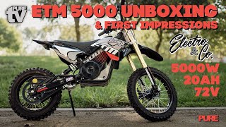 PURE TV ETM 5000 Unboxing amp First Impressions 72v 5000w 20ah BEAST by Electro amp Co Ebike [upl. by Bonnell]