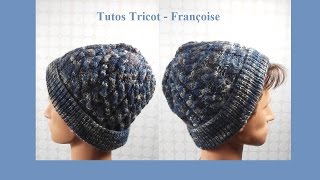 Tuto Tricot Bonnet point torsade  Comment tricoter un bonnet étape par étape  Bonnet homme [upl. by Nylsirhc]