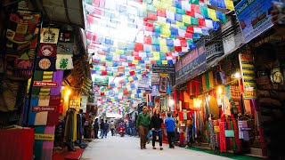 A Walking Meditation Through Thamels Night Glow  Thamel  Kathmandu  Nepal  4K [upl. by Ressay]