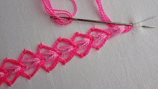 basic hand embroidery tutorial double chain stitch variation [upl. by Siseneg]