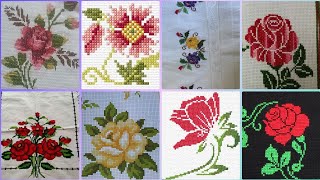 Floral cross stitch Hand embroidery thick cotton  Beautifull Hand cross stitch [upl. by Yauq]