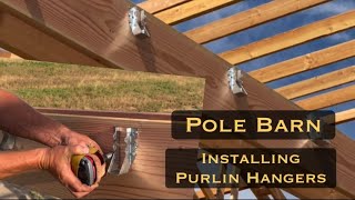 Purlin Hanger Install pole barn rafters polebarn fyp construction [upl. by Ameer]