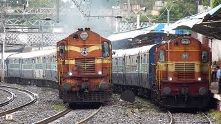 Chennai Express overtakes KarjatPune shuttle at Chinchwad [upl. by Jamnis]