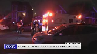 3 shot in Chicagos first homicide of the year police say [upl. by Angelita773]