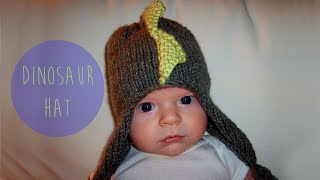 KNITTING TUTORIAL  DINOSAUR EARFLAP HAT [upl. by Crispas]