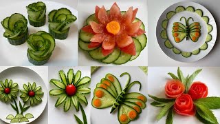 5 Super Salad Decoration ideas  Easy and Beautiful salad decoration  Tomato amp cucumber decoration [upl. by Hatnamas]