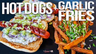 The Best Hot Dog Recipe  with Homemade Garlic Fries  SAM THE COOKING GUY 4K [upl. by Ellenad146]