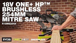 RYOBI 18V ONE HP™ Brushless 254mm Sliding Mitre Saw R18MS254X in action [upl. by Acus]