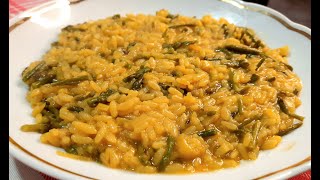 RISOTTO ALLO ZAFFERANO E ASPARAGI SELVATICI  semplice gustoso veg [upl. by Hsaniva]