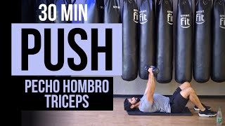 Rutina completa de PUSH con mancuernas 🔥 PECHO HOMBRO y TRICEPS en casa [upl. by James]